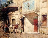 Alberto Pasini Famous Paintings - Outside The Mosque